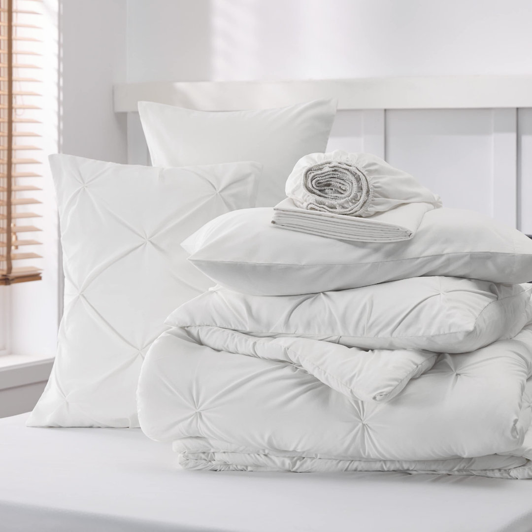 Best Seller Bedsure Pintuck Pinch Pleat Bedding Sets (Set Of 5 Or 7) Bed-in-a-Bag, 89GSM